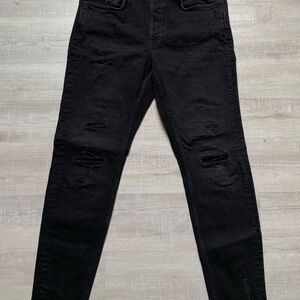 Zara Men's Black Distressed Jeans